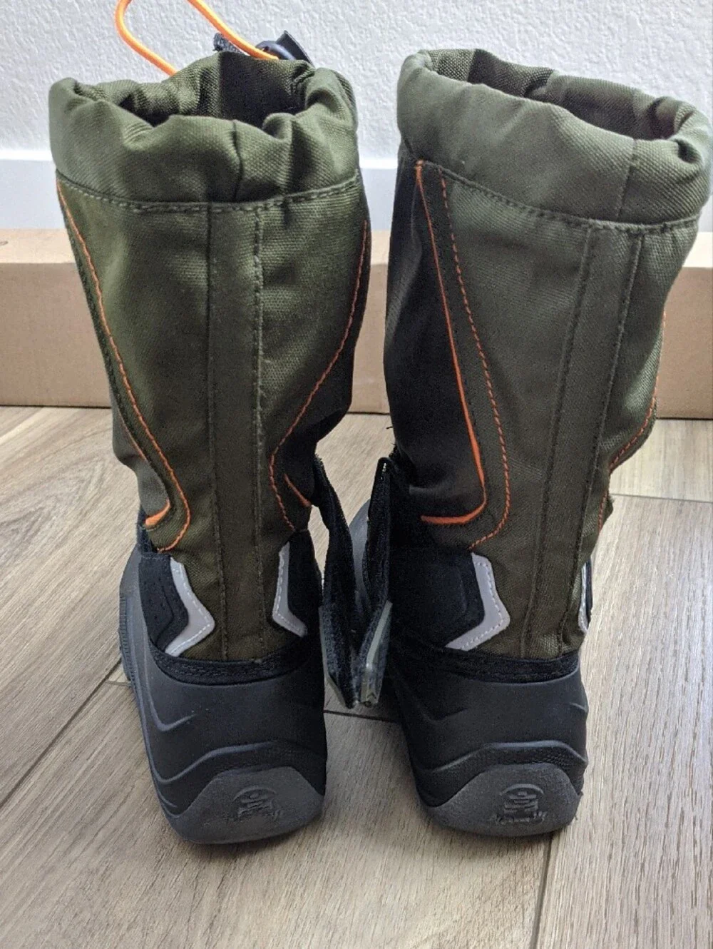 Kamik Size 3 Olive Green and Orange Waterproof Winter Boots